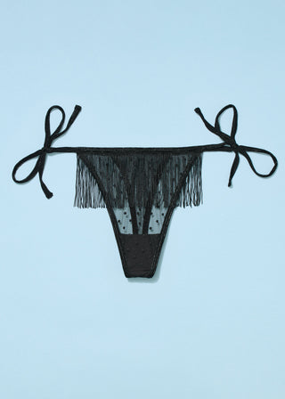 Fringe Glam Fringe Thong Black