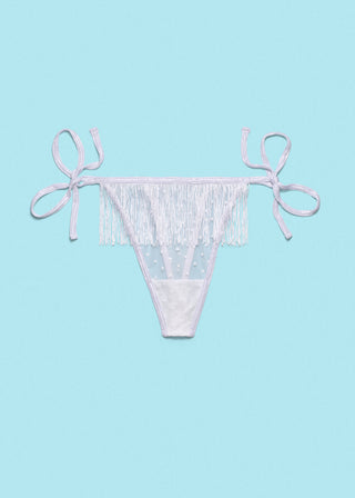 Fringe Glam Fringe Thong White