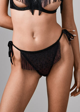 Fringe Glam Fringe Thong Black