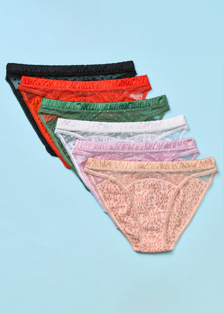lacy dot mesh satin waistband bikini