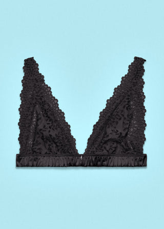 Lacy Dazy Triangle Bralette Black