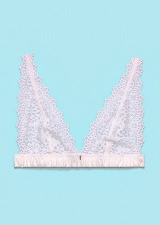 Lacy Dazy Triangle Bralette White